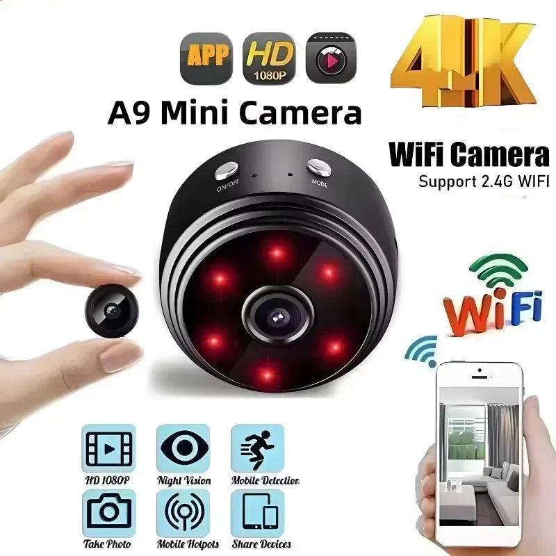 Mini telecamera Wi‑Fi 1080P con visione notturna e rilevamento movimento