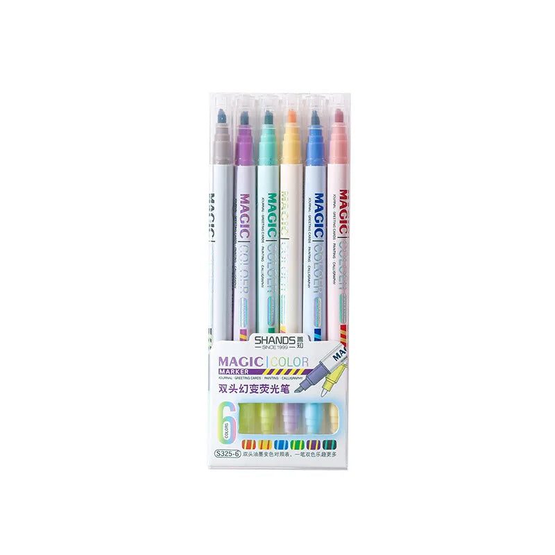 12 double‑ended magic color‑changing highlighter set – pastel shades for school, office, DIY