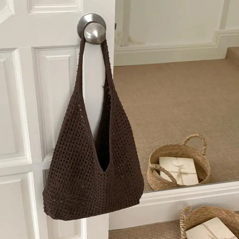 Borsa a tracolla in crochet stile boho – tote estiva in tessuto intrecciato