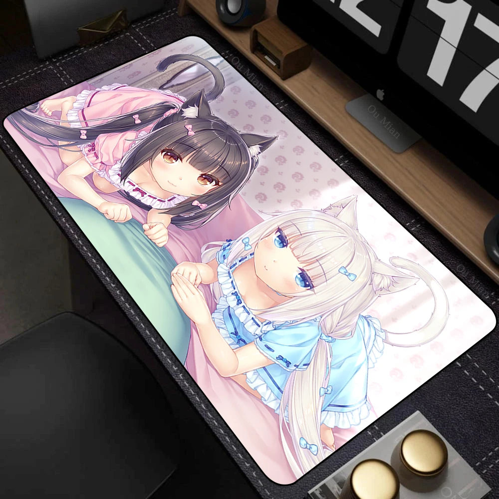 XXL Home HD Computer Desk Mats Mouse Pad Nekopara Mousepad Carpet Gamer Office Laptop Soft Mouse Mat Desktop Mouse Mats 90x40cm