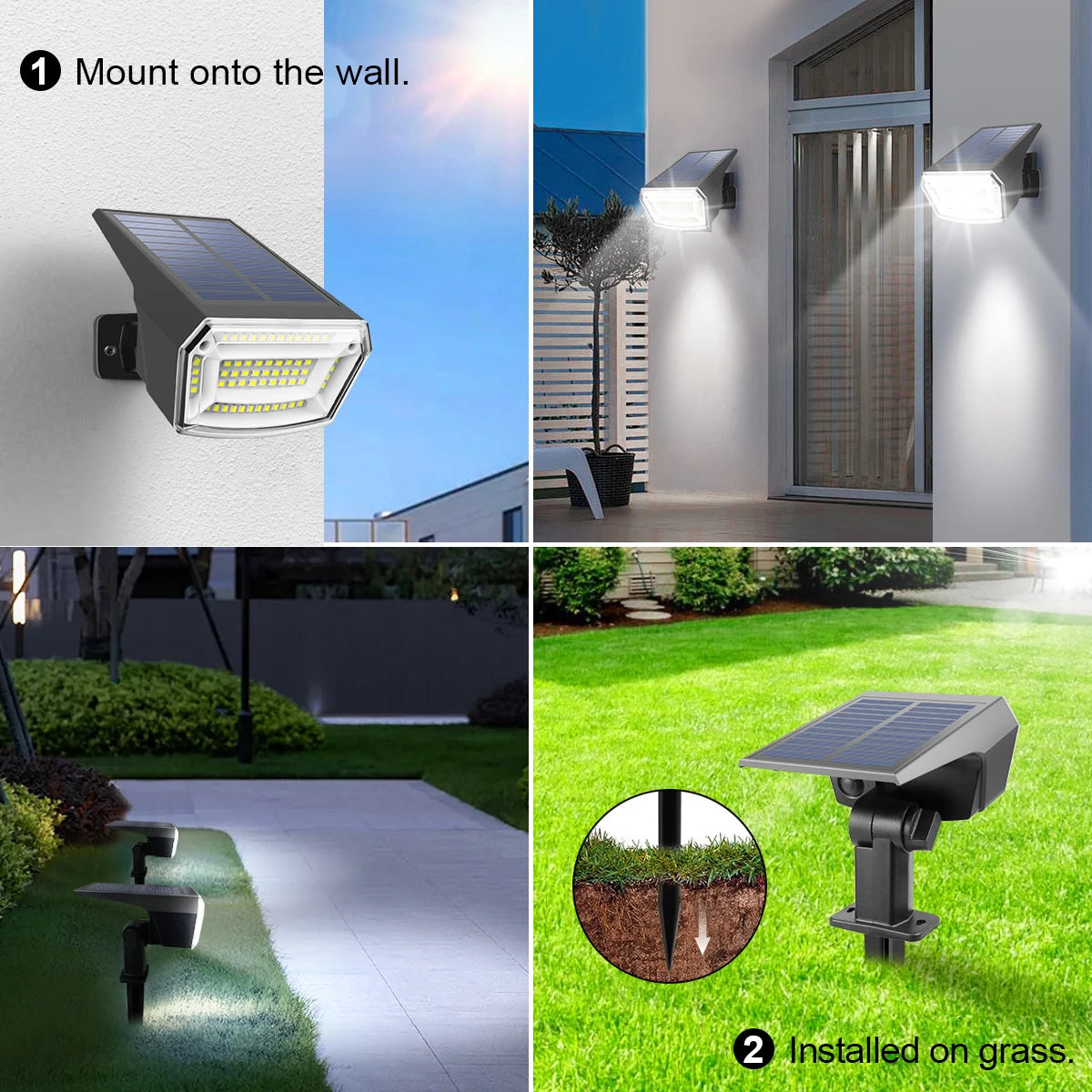 Lampada LED Solare da Giardino 1200 mAh, IP65, 3 Modalità