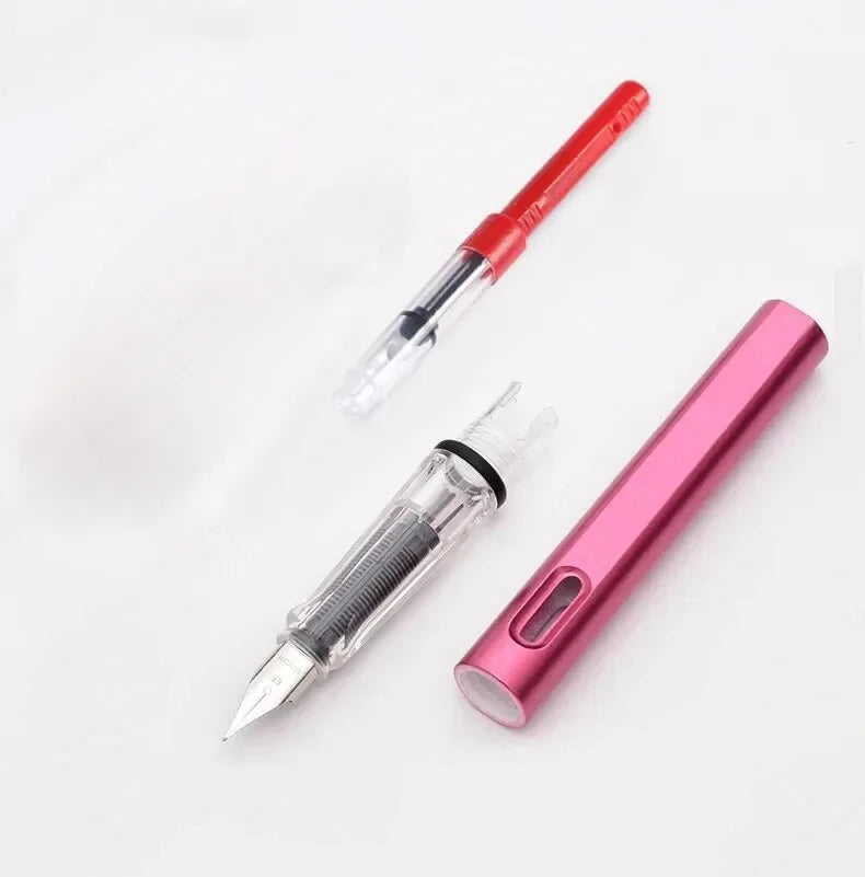 Set 53 penne stilografiche con 50 ricariche in nero, blu e rosso