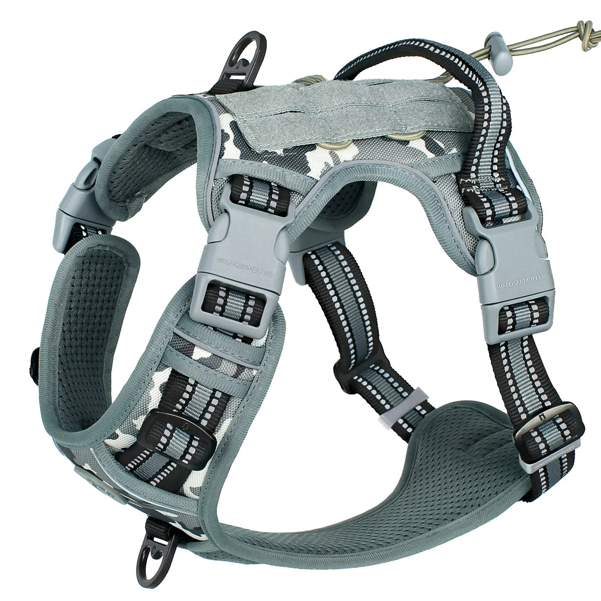 Imbracatura per cane anti tiro, traspirante, MOLLE, riflettente – media/grande