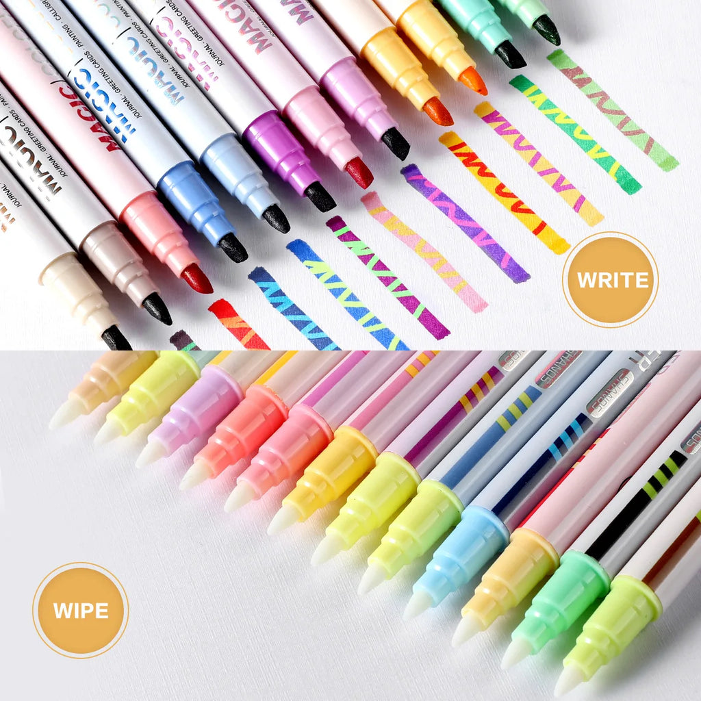 12 double‑ended magic color‑changing highlighter set – pastel shades for school, office, DIY