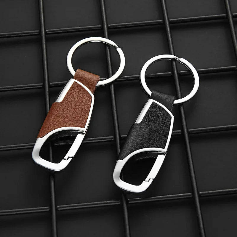 1PC Simple Fashion Creative Trendy Zinc Alloy Leather Keychain Unisex Metal Waist Keychain Gift Key Ring Car Keychain