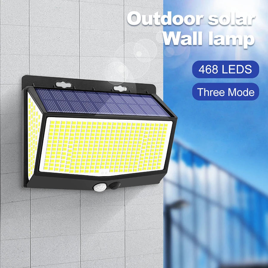 Lampada da Parete Solare LED per Esterni – 3 Modalità, IP65, 138‑208 LED