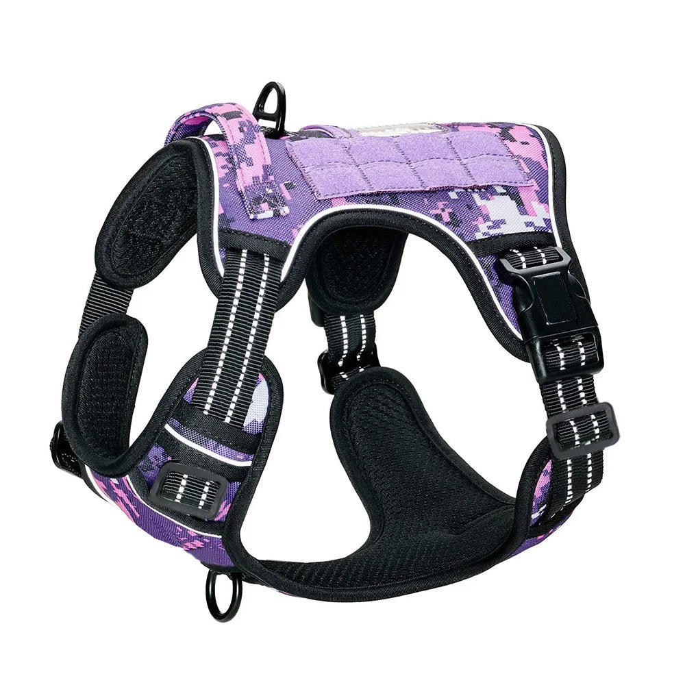 Imbracatura tattica anti tiraggio per cani – grande, riflettente e con manico
