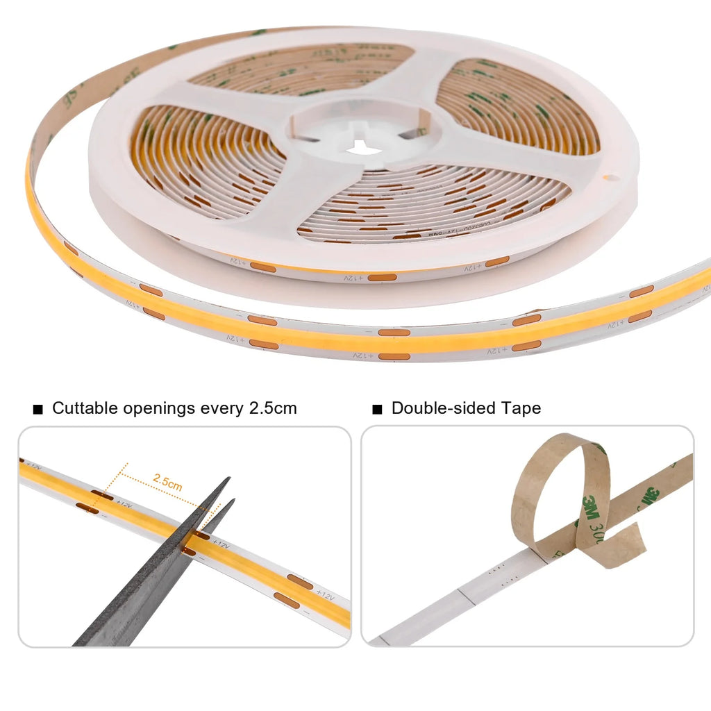 Striscia LED COB dimmerabile per armadi e scaffali, sensore touch, 12 V