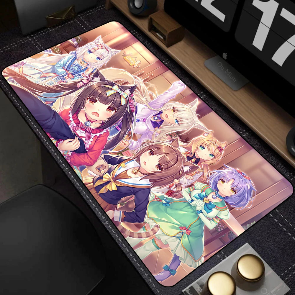 XXL Home HD Computer Desk Mats Mouse Pad Nekopara Mousepad Carpet Gamer Office Laptop Soft Mouse Mat Desktop Mouse Mats 90x40cm