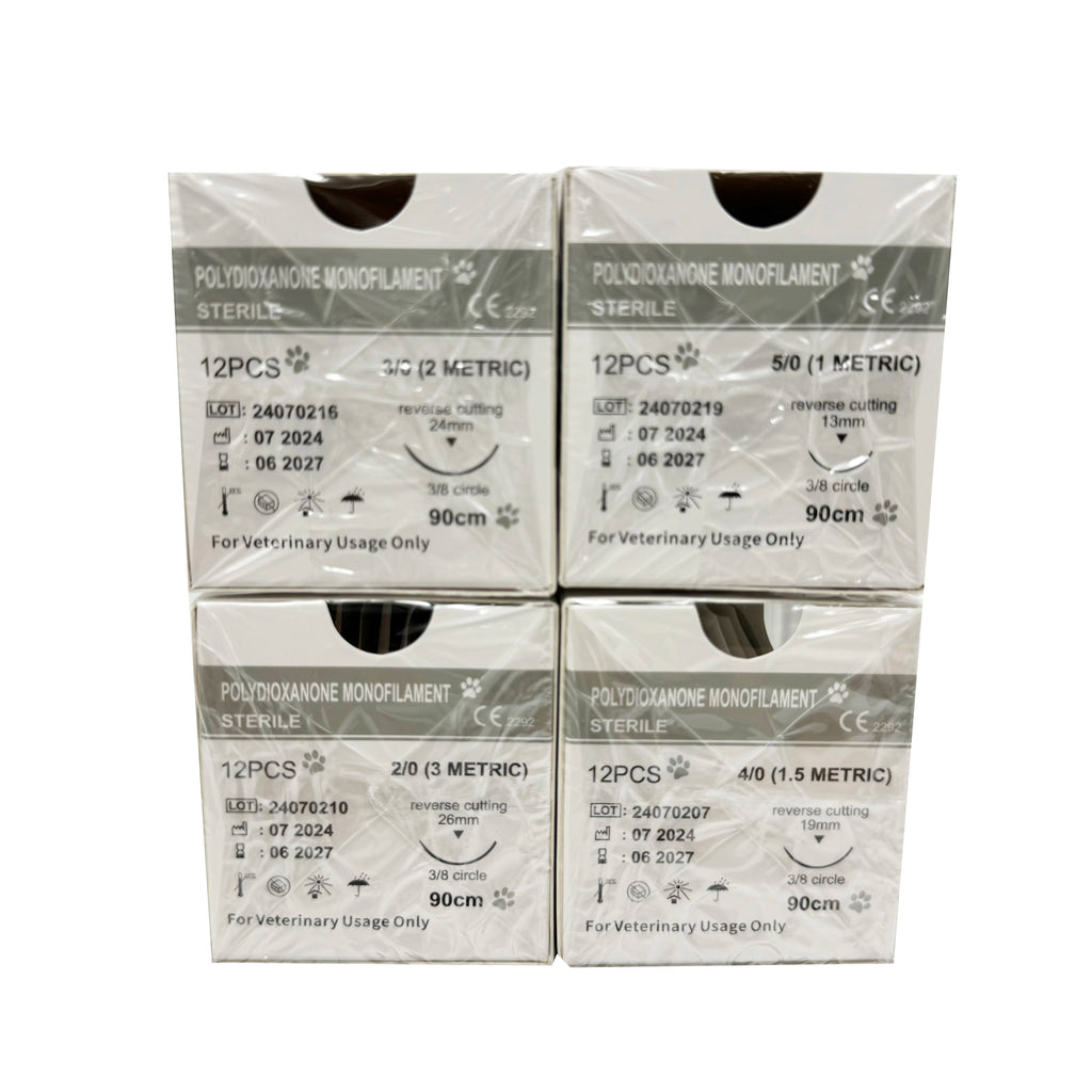 Set da 12 ago circolari PDO 3/8 per animali domestici – 90 cm, misure 2/0-5/0