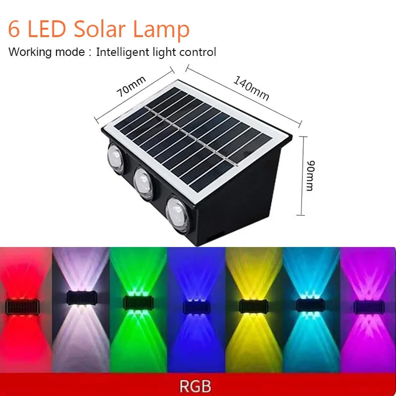 Lampada da Parete Solare 4/6/8 LED Waterproof IP67 per Giardino e Cortile