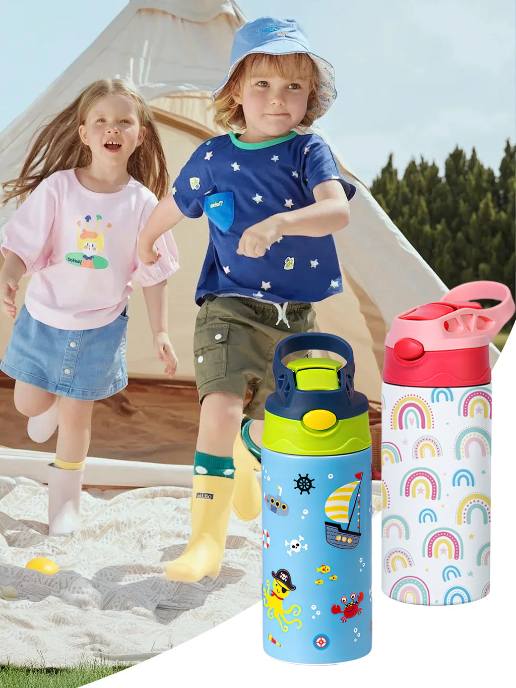 Thermos Tazza da 350ml con Design Cartoons – Acciaio Inox Isolata per Bambini