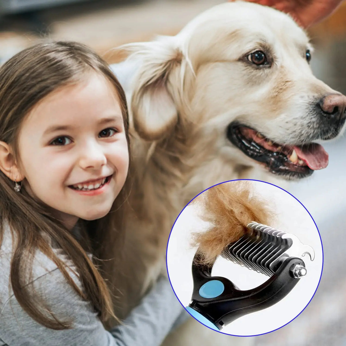 Spazzola Professionale Antipelliccia per Cani — Sfoltisce Sottopelo e Nodi