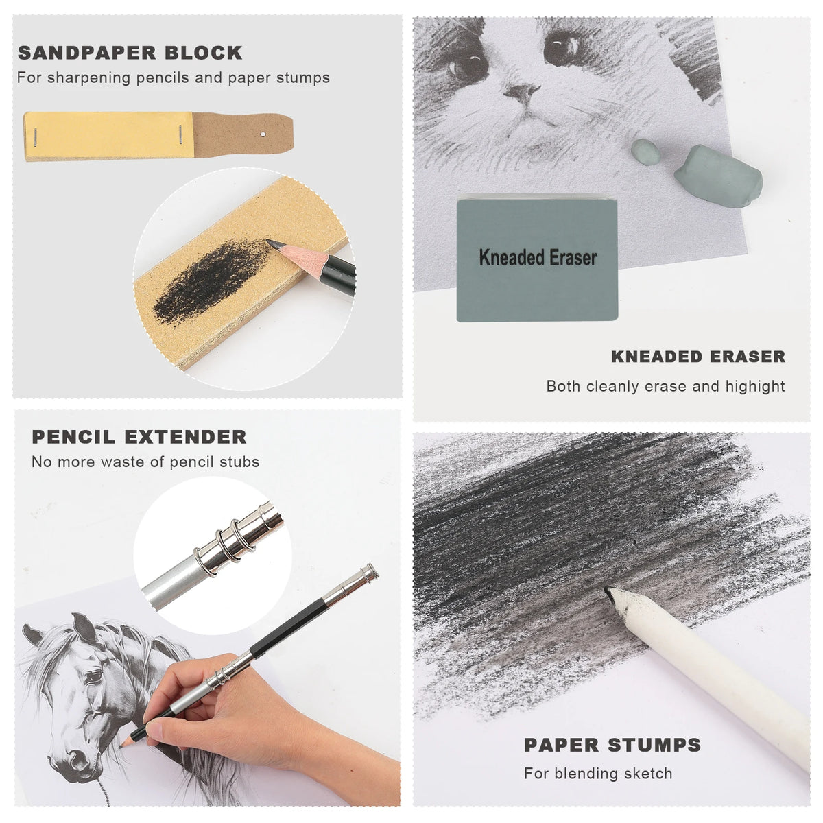 drawing sketching coloring set with 12-70 pcs pencils and art tools