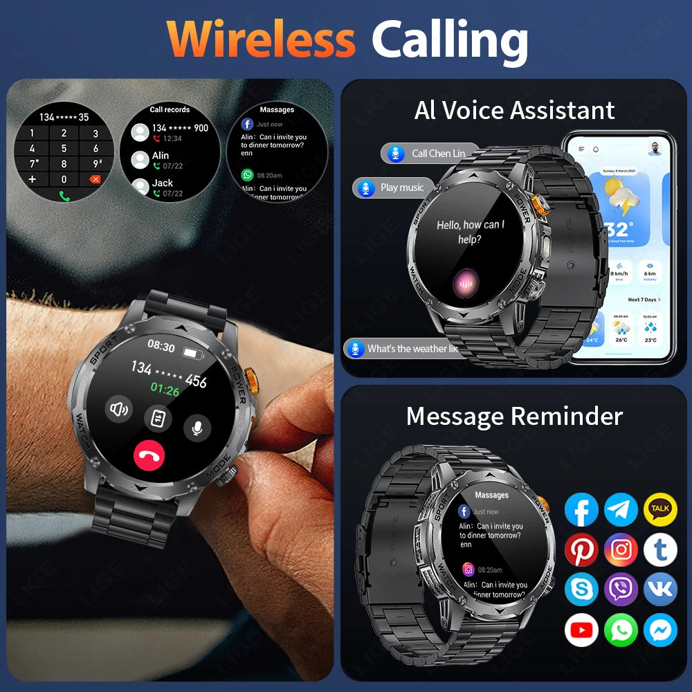 Smartwatch sportivo con batteria da 1000 mAh, impermeabile IP68, Bluetooth 5.2…