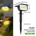 Spotlight solare LED 72 LED IP65, 3 modalità luce, installazione semplice
