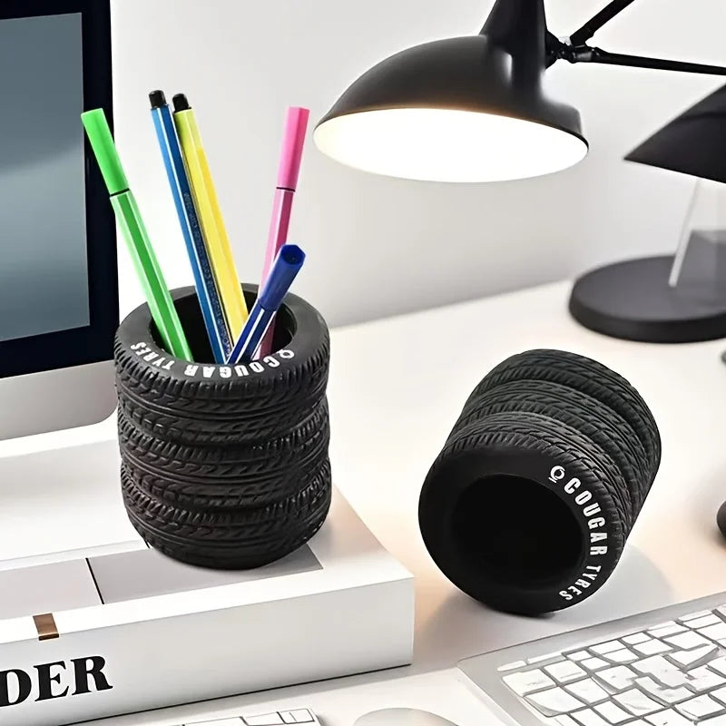Portapenne a forma di pneumatico - Organizer da scrivania in PVC