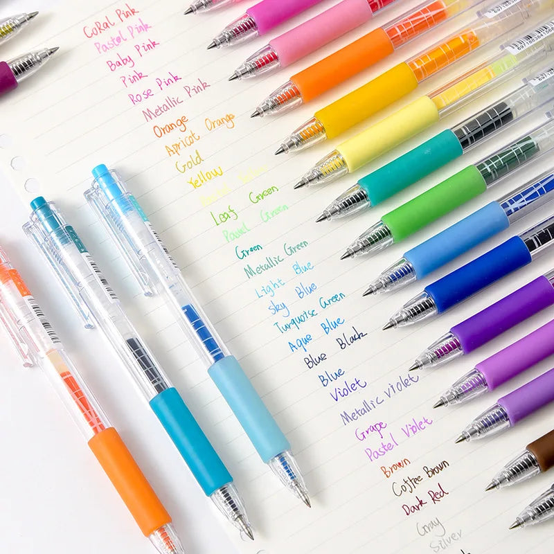Set di Penne Gel Kawaii Colorate 0.5 mm, cancellabili, per scuola e ufficio