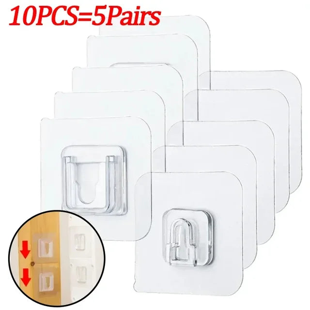 Ganci adesivi doppia faccia trasparenti per parete – supporti per cucina e bagno
