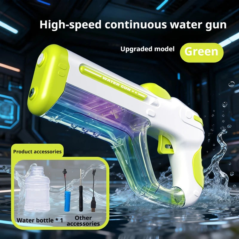 Summer Outdoor Electric Pulse Water Gun with Colorful Lights High Pressure Automatic Continuous Shot for Interaction Play Water