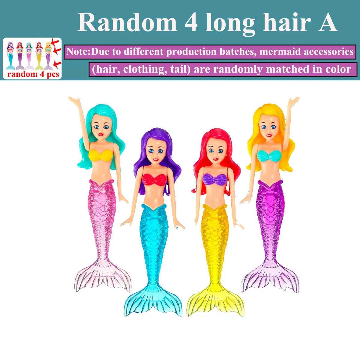 New Mermaid Dive Toys 2/3/4 PCS Colorful Bath Toy Play in Water Pool Float Toys 2 Rising Modes Games for Toddlers Children Gift