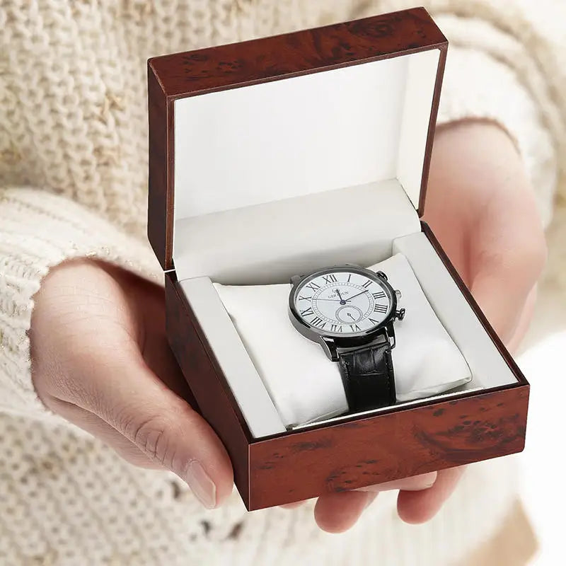 Luxury Wooden Watch Box with Display Pillow Jewelry Bracelet Case for Men Women Collector Storage Glass Top Gift Case