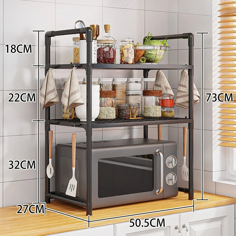 Scaffale regolabile per cucina con ganci ripiano rinforzato per microonde e…