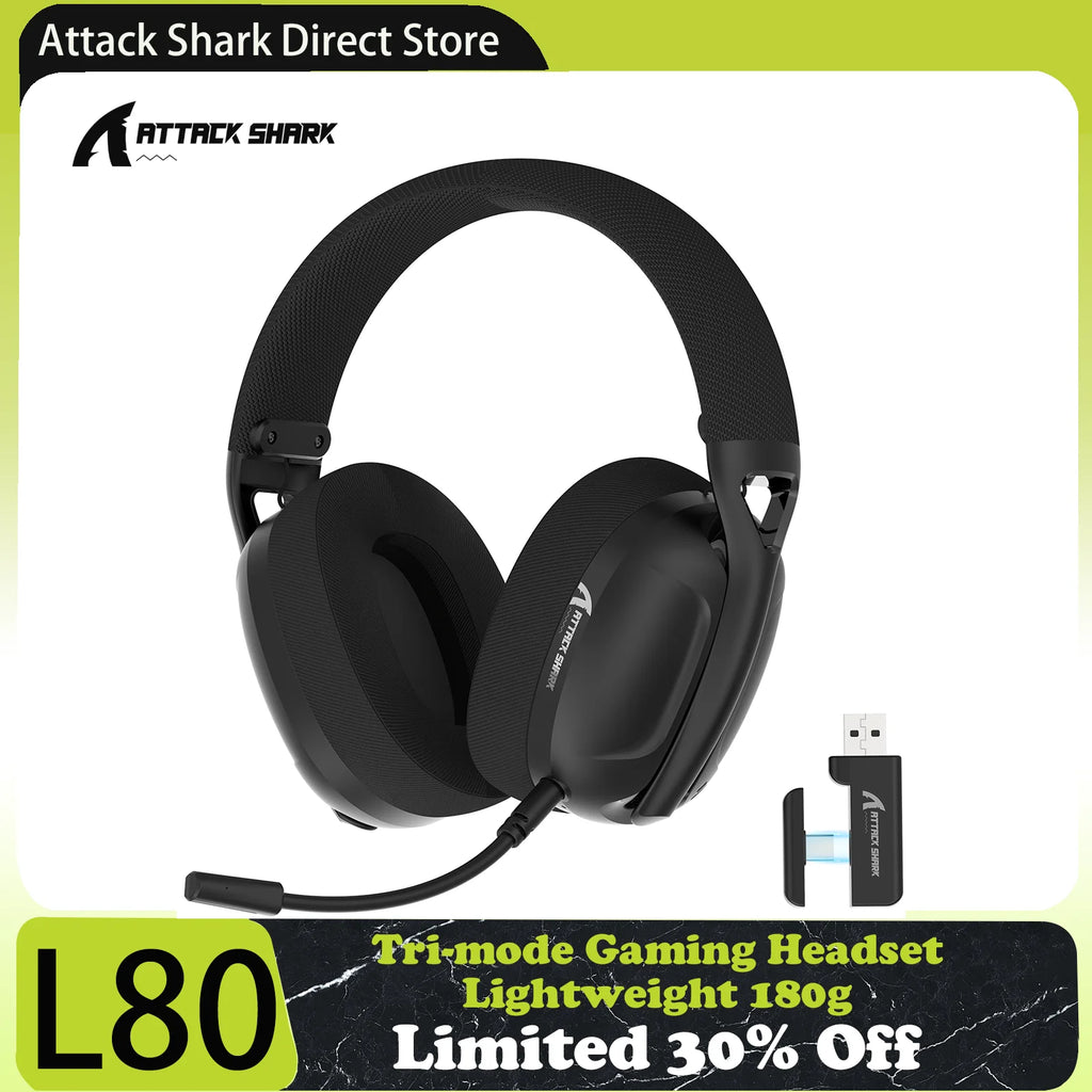 Cuffie gaming wireless L80 3 modalità, suono 5.1 Hi‑Fi, microfono rimovibile