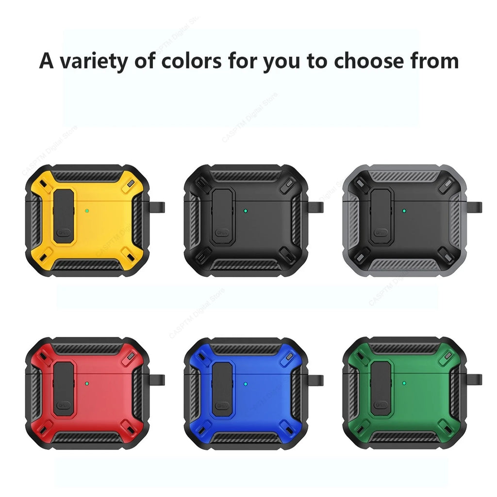 Security Lock Case For AirPods 4 4th Gen Cover TPU PC Protective Cases For Apple AirPods 5 Fundas Earphone Accessories With Hook