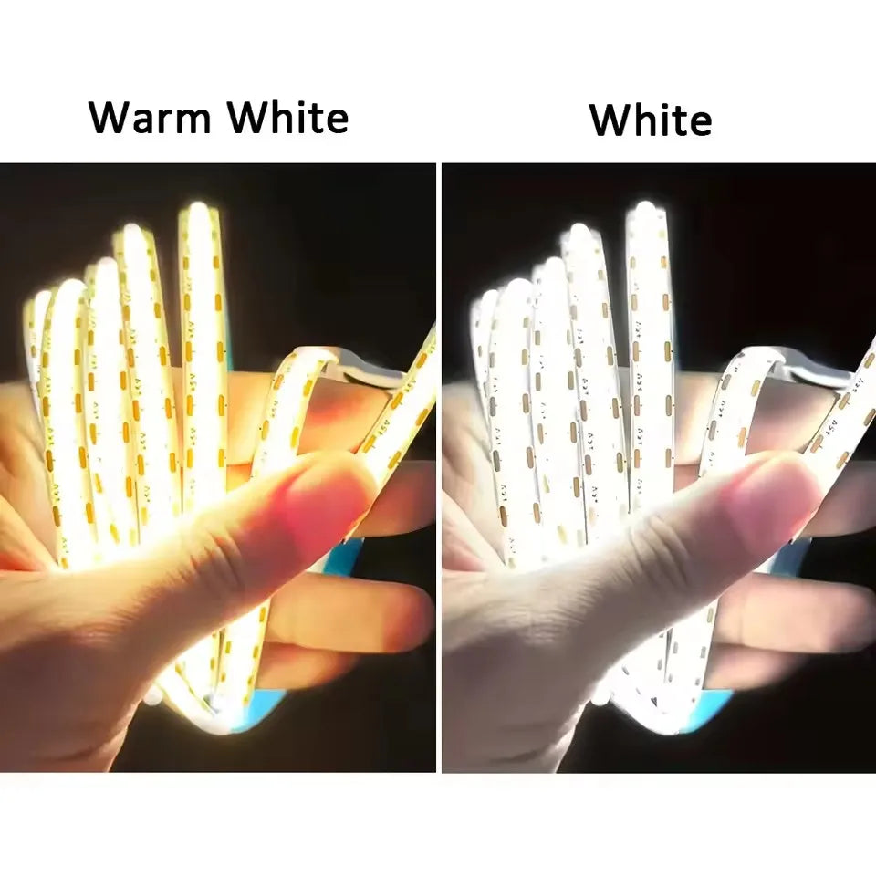 Striscia LED COB 5V 320 LED/m con sensore PIR a batteria, adesiva flessibile