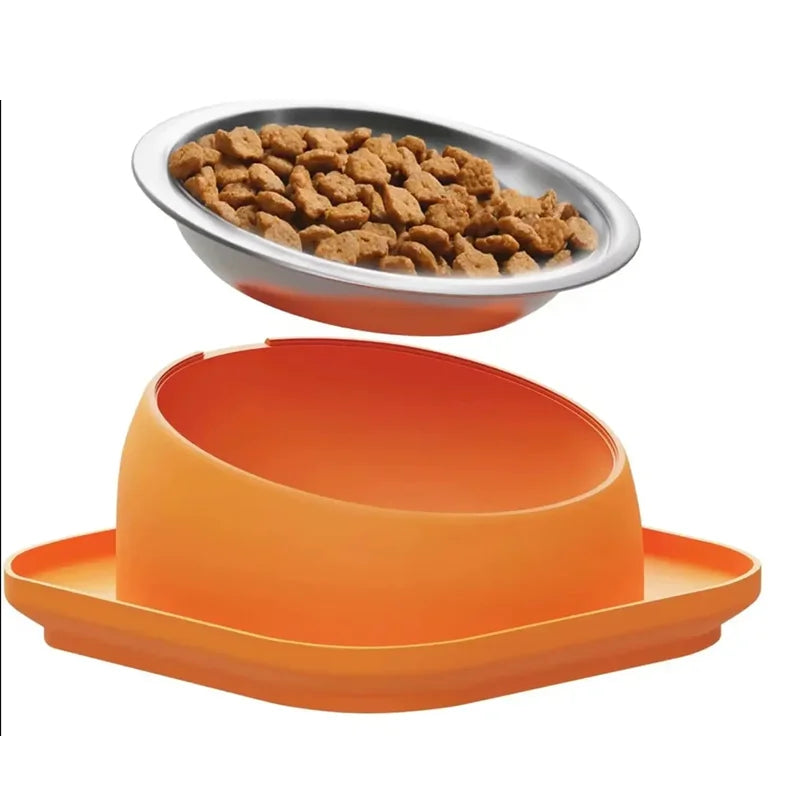 Ciotola per Gatti inclinata 15°, acciaio inox e base antiscivolo in plastica