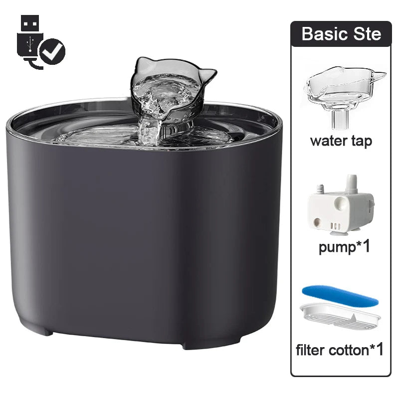 Fontana Acqua 2,2 L per Gatti e Cani – Filtro e Pompa Ultra Silenziosa