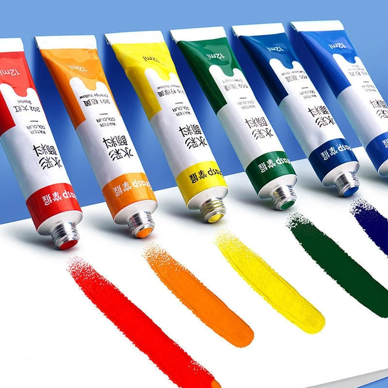 Bview Art Washable Watercolor Paint Set 12 Colors Art Supplies for Kids Students Beginners School Art Class Painting Tools