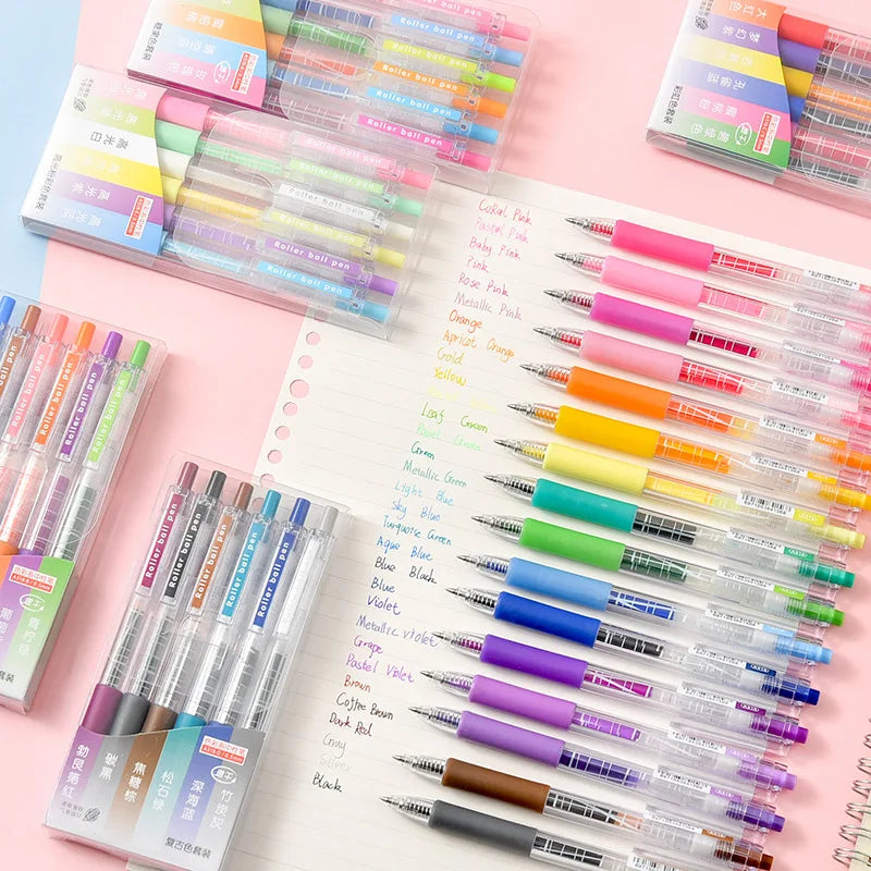 Set di Penne Gel Kawaii Colorate 0.5 mm, cancellabili, per scuola e ufficio