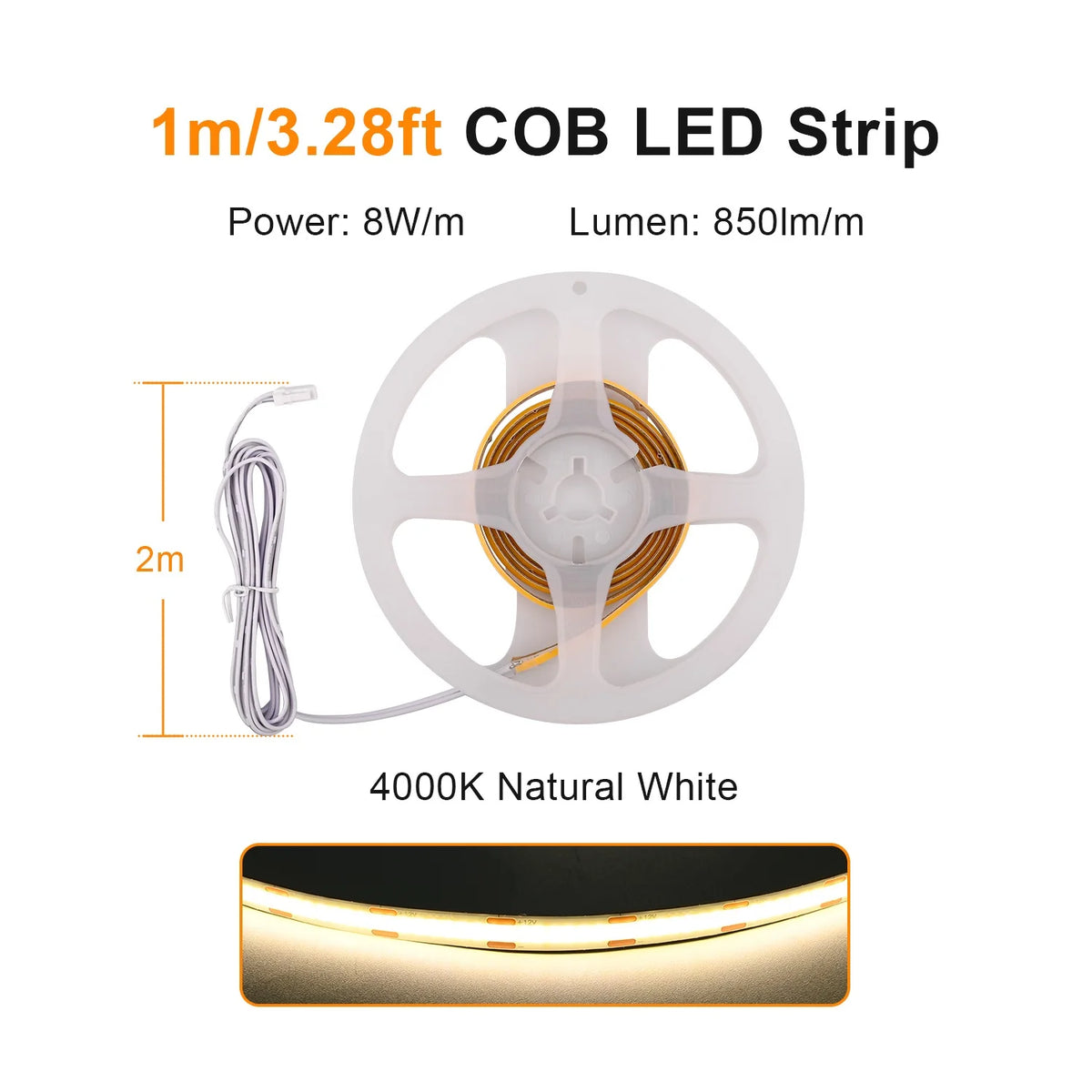 Striscia LED COB dimmerabile per armadi e scaffali, sensore touch, 12 V