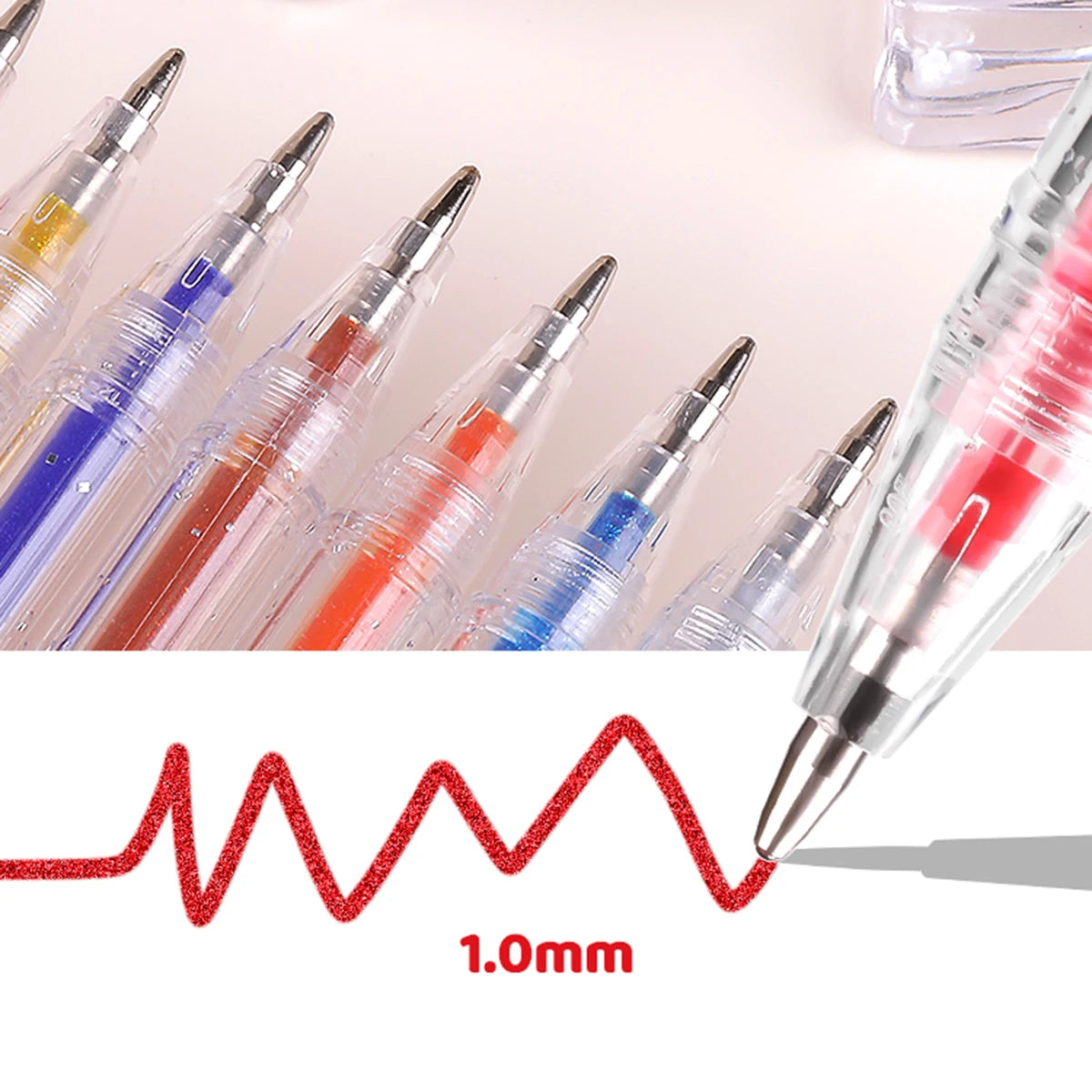 New Glitter Gel Pen Set 1.0mm Metallic Glitter Colors Ballpoint Pen Paper Cardstock Diary Drawing Marking Coloring DIY Art