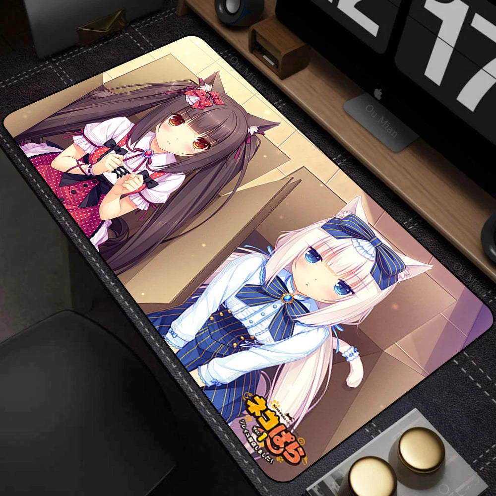 XXL Home HD Computer Desk Mats Mouse Pad Nekopara Mousepad Carpet Gamer Office Laptop Soft Mouse Mat Desktop Mouse Mats 90x40cm
