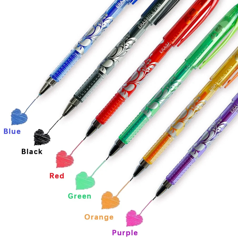 Set da 16 penne gel cancellabili 0,5 mm – 6 colori per scuola e ufficio