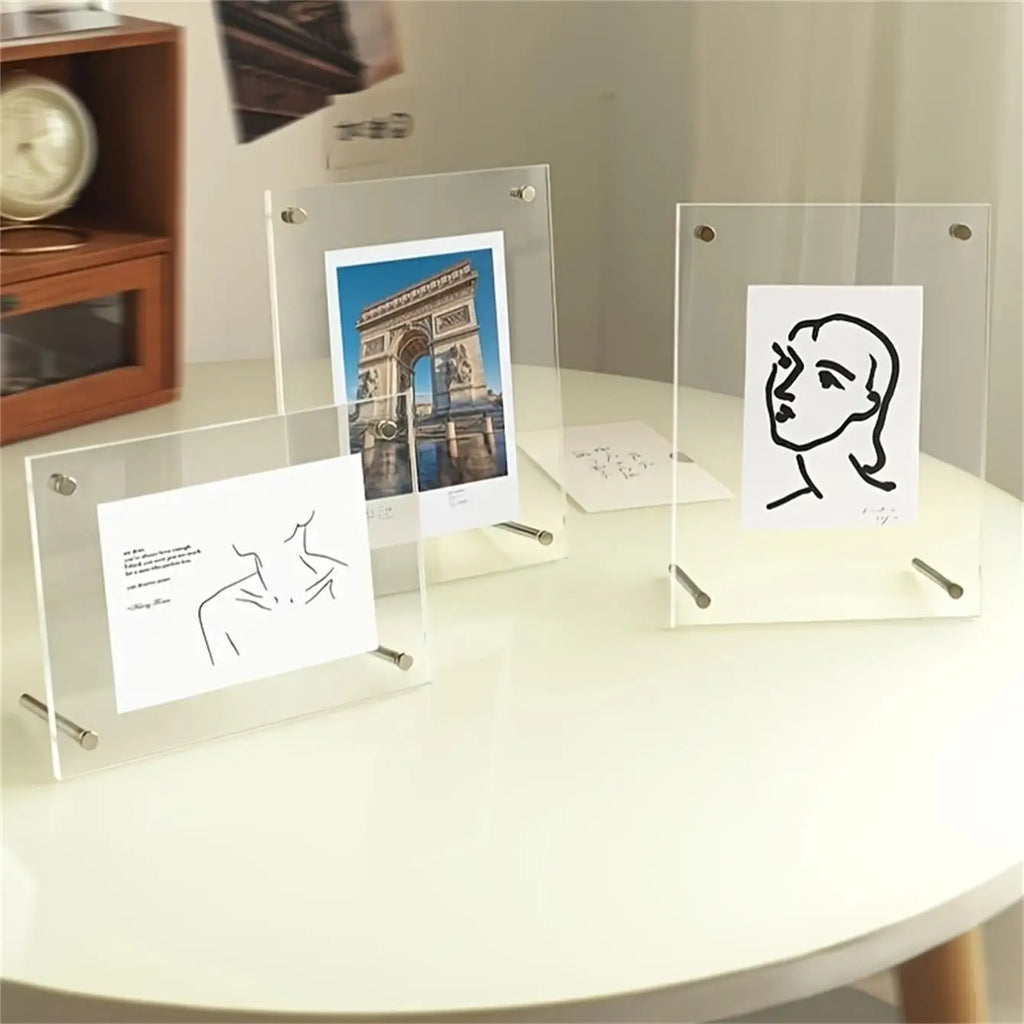 Transparent Picture Frame 6-Inch Wall-Mounted Ins Postcard Photo Frame Poster Display Stand 7-inch Acrylic Photo Frame Table