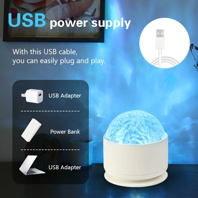 Lampada proiettore Aurora del Nord con onde d'acqua LED, luce e telecomando