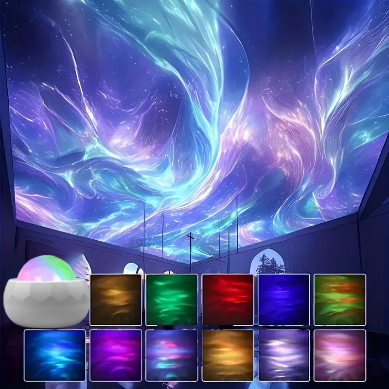 Proiettore LED Aurora – Luce Notturna RGB 7 modalità, telecomando, rotazione…