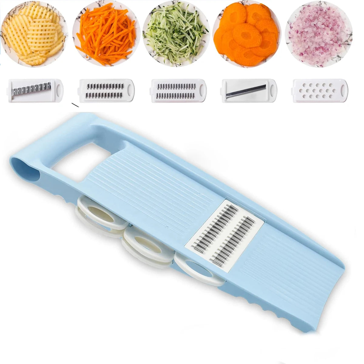 Mandolina 5-in-1 Manuale per Verdure e Frutta – Affetta, Grattugia e Taglia