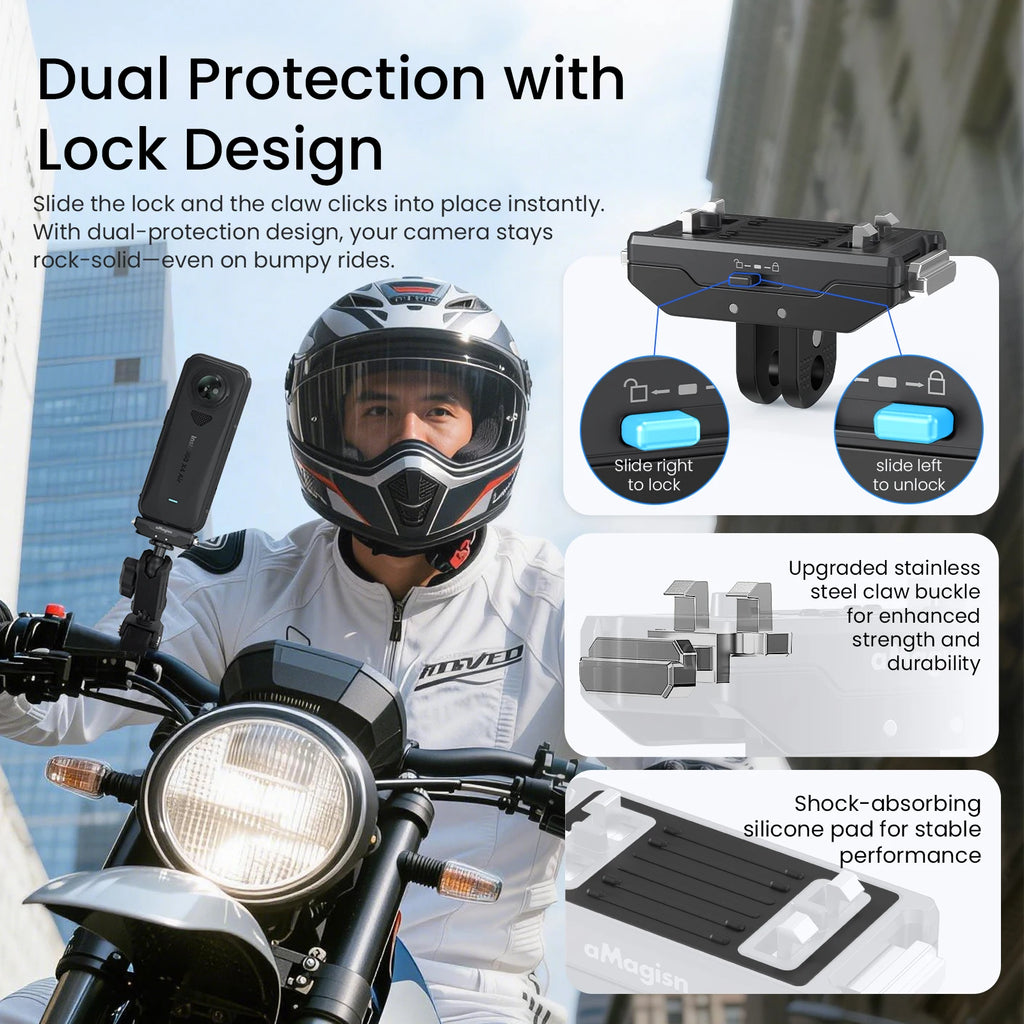 Supporto a rilascio rapido con blocco di sicurezza per Insta360 Ace Pro 2