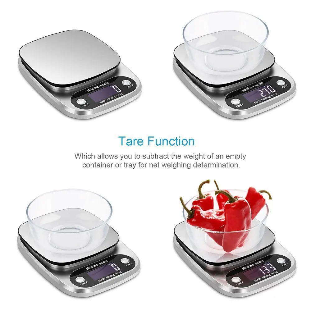 Bilancia da cucina digitale 10 kg, precisione 1 g, unità g/ml/lb‑oz, design…