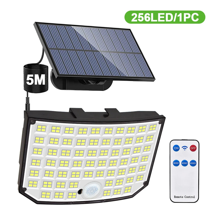 Lampada Solare da Esterno con Sensore Movimento, 3 Teste LED, IP65