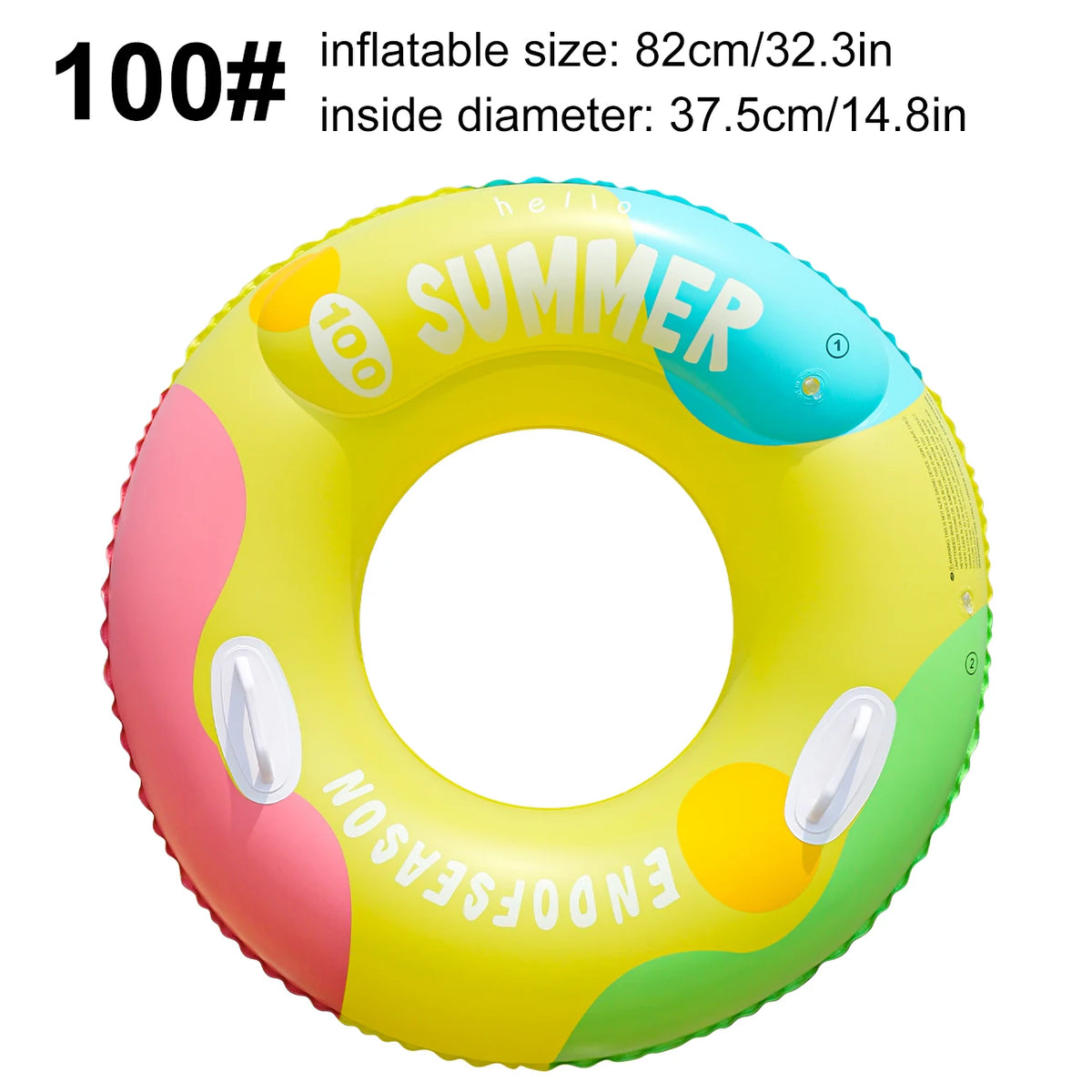 1PC Vibrant Color Thickened Inflatable Swim Ring, Adult Underarm Swimming Ring for Summer