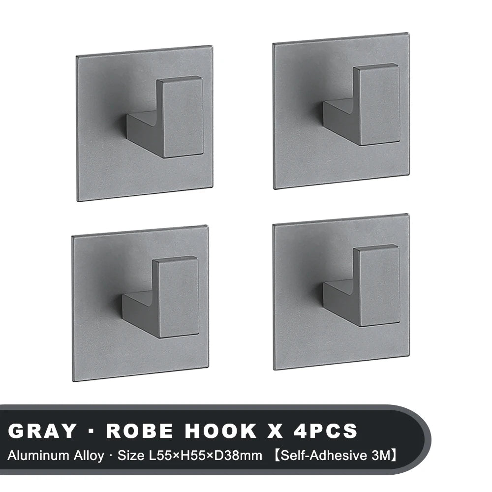 strong adhesive wall hook set – 1 to 4 black matte hooks for coat, towel, robe