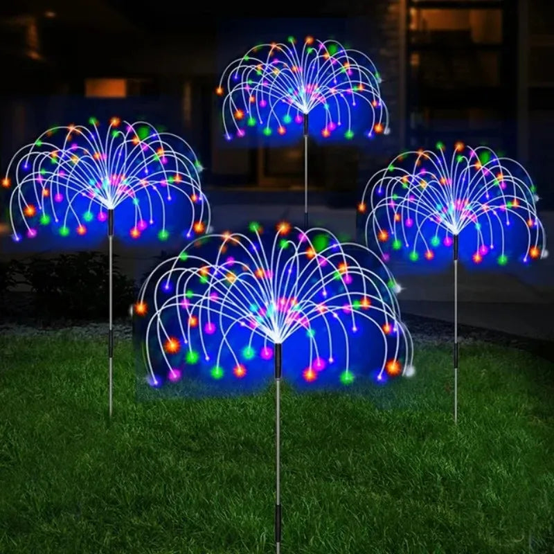 Luci solari a fuochi d'artificio per esterno, impermeabili IP65, 8 modalità