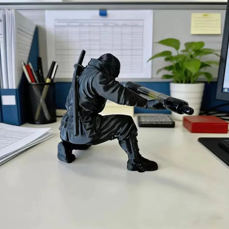 Ninja Pen Holder 3D Printed Samurai Desk Ornament Stationery Organizer For Gaming Setup Office Men Gift