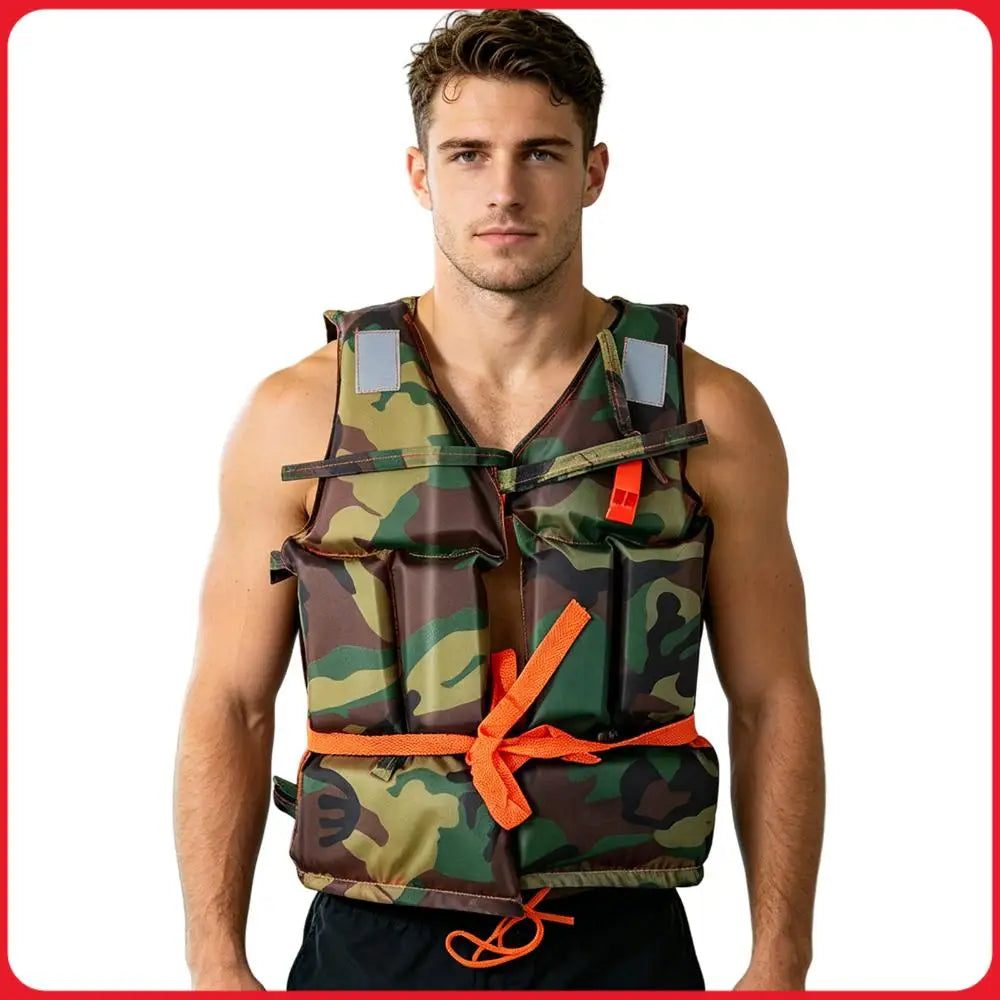 Oxford Fabric Safety Life Vest Seawater Erosion Resistance Water Buoyancy Jacket Water Sports Survival Vest for Skiing Driving